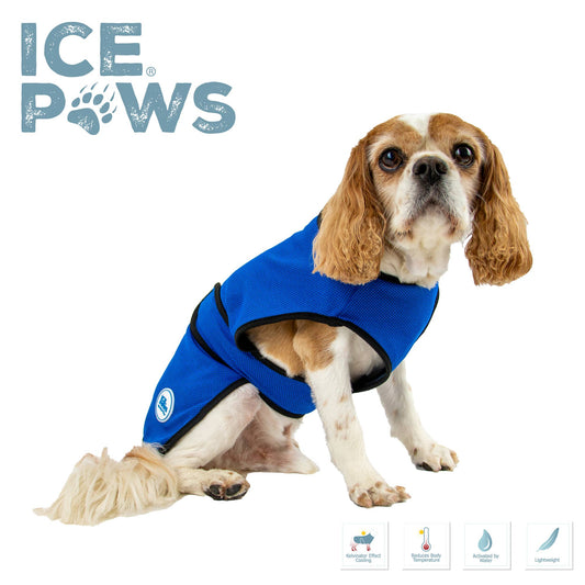 Ancol Ice Paws cooling dog coat — evaporative cooling vest for dogs, soak in water and wear, available XS to XXL