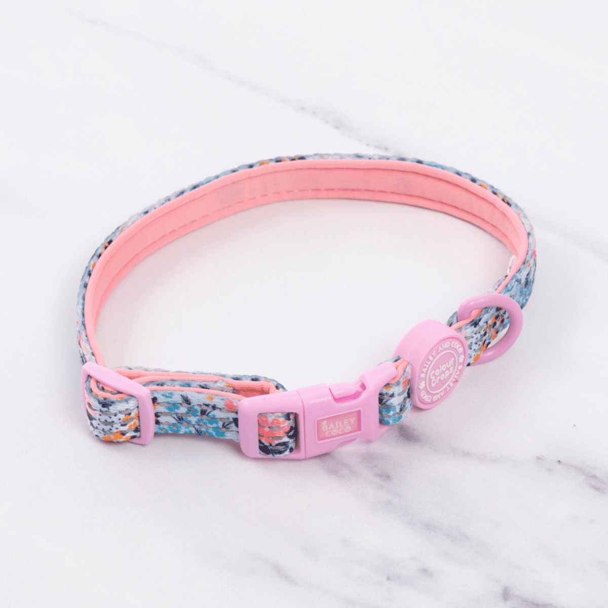 Bailey & Coco Spring Dreams adjustable dog collar, Colour Drops floral design
