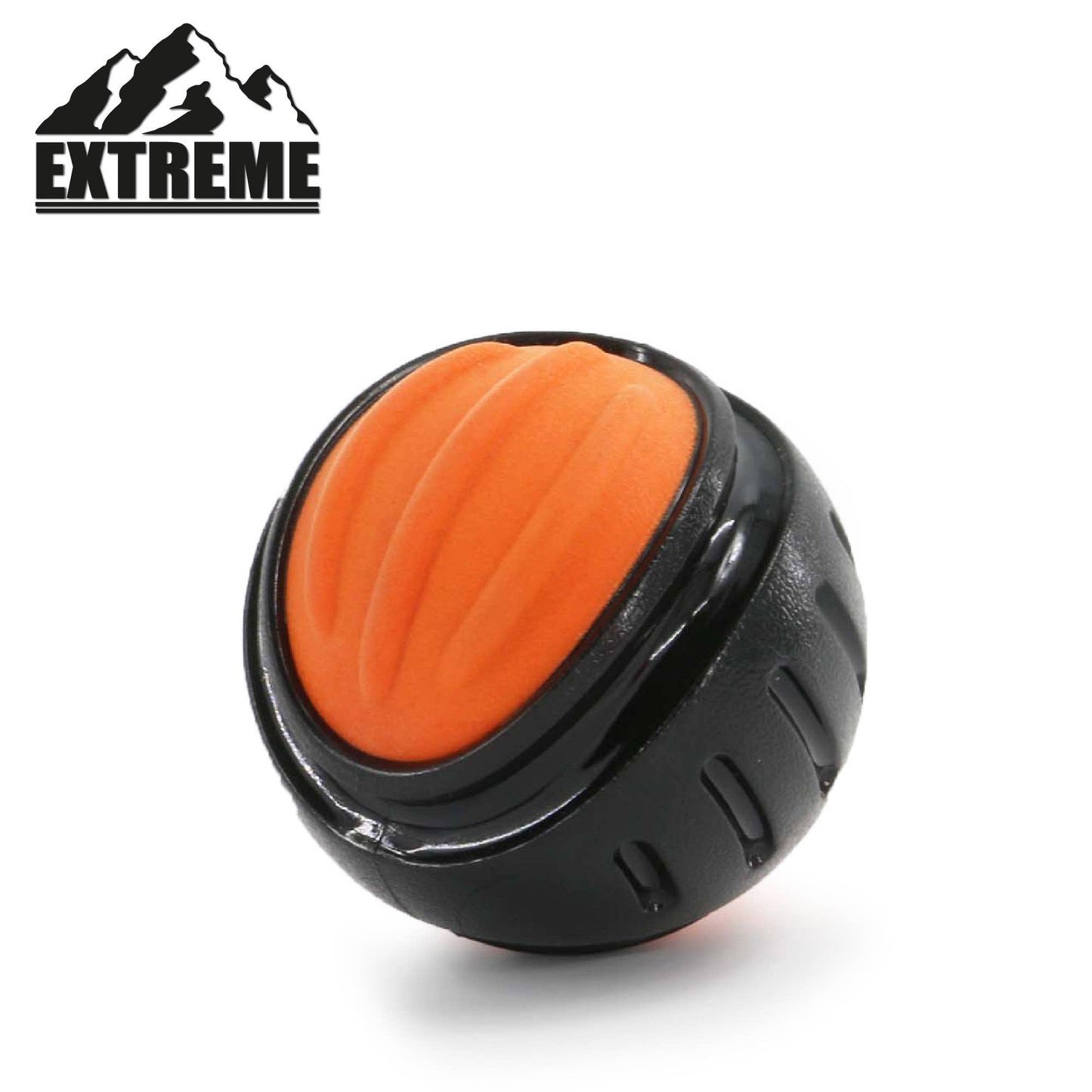 Ancol Extreme Tough Ball Dog Toy – black and orange high-density fetch ball for active dogs.