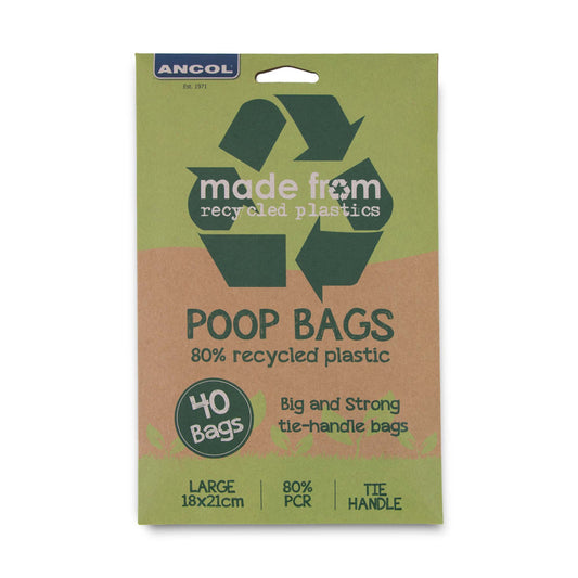 Ancol Made From Flat Pack Poop Bags (40 Bags) | Recycled Plastic Dog Waste Bags