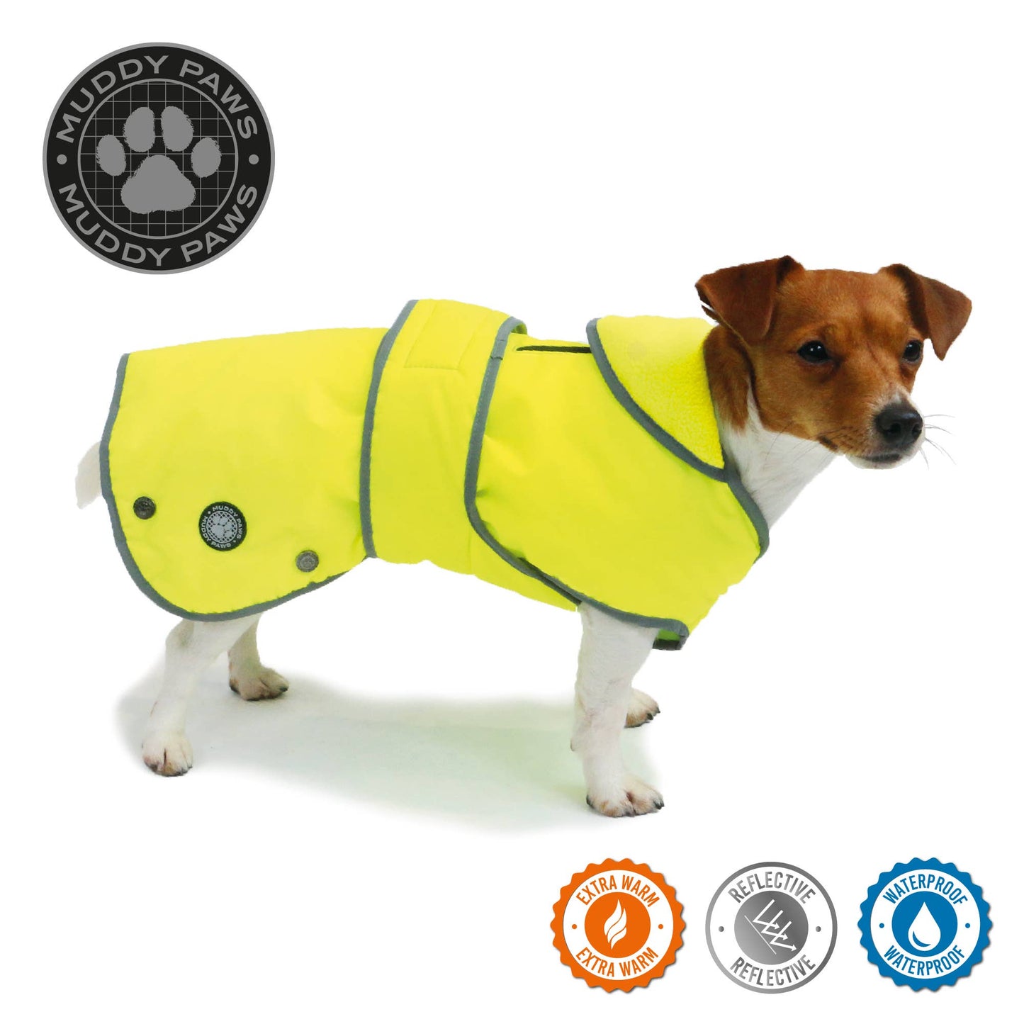 Ancol Stormguard all-weather dog coat in Hi-Vis yellow — high-visibility, waterproof and fleece-lined