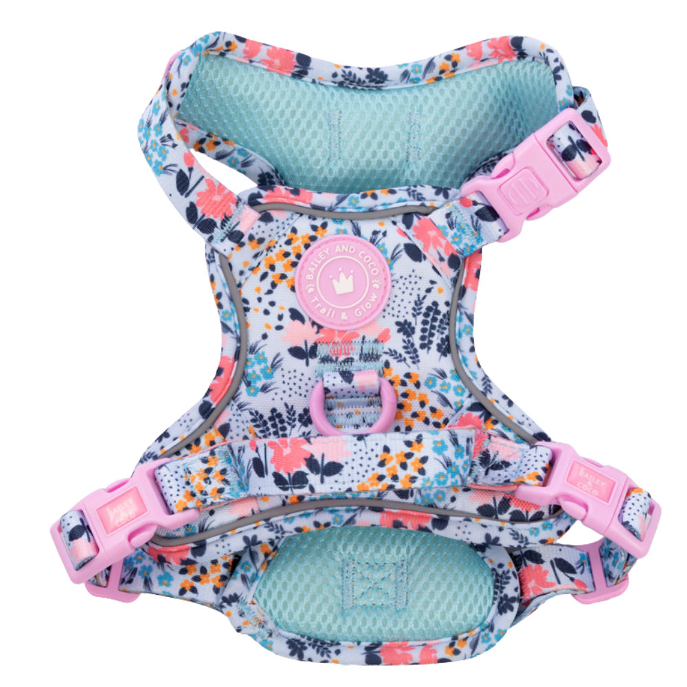 Bailey & Coco Spring Dreams no-pull dog harness, Colour Drops floral design