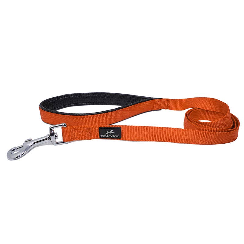 Miro & Makauri Belay nylon dog lead in Orange — 15mm x 120cm padded handle nylon webbing