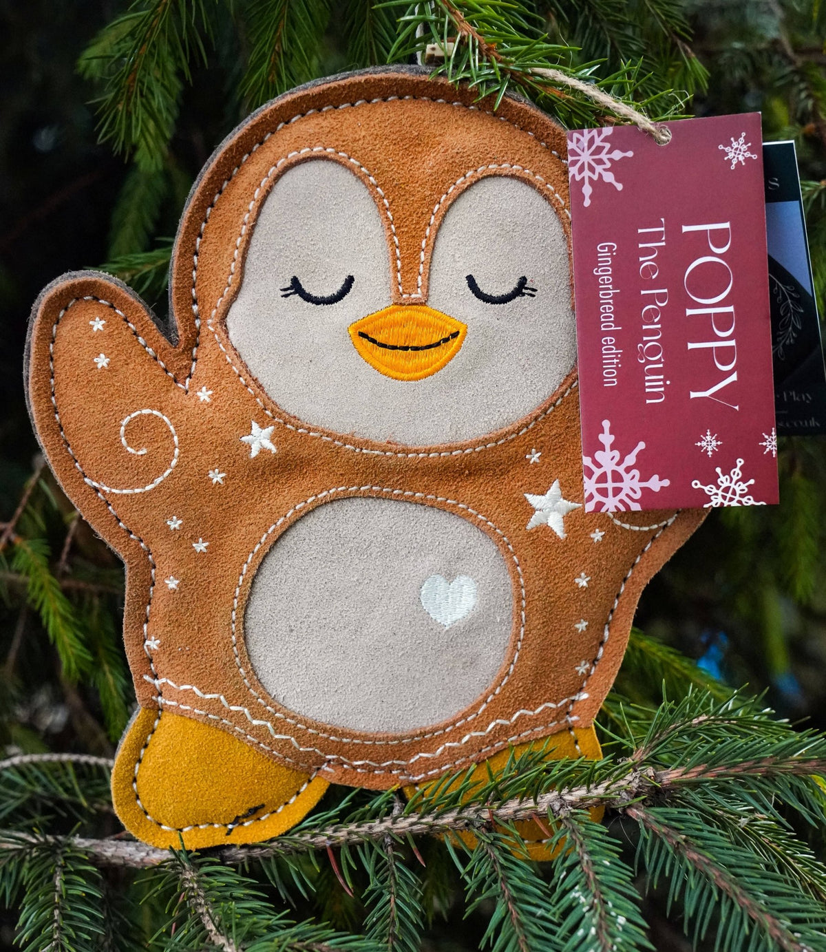 Poppy the Gingerbread Penguin – Christmas Tough Eco Dog Toy - Hairy Dogs (Cambs) Ltd