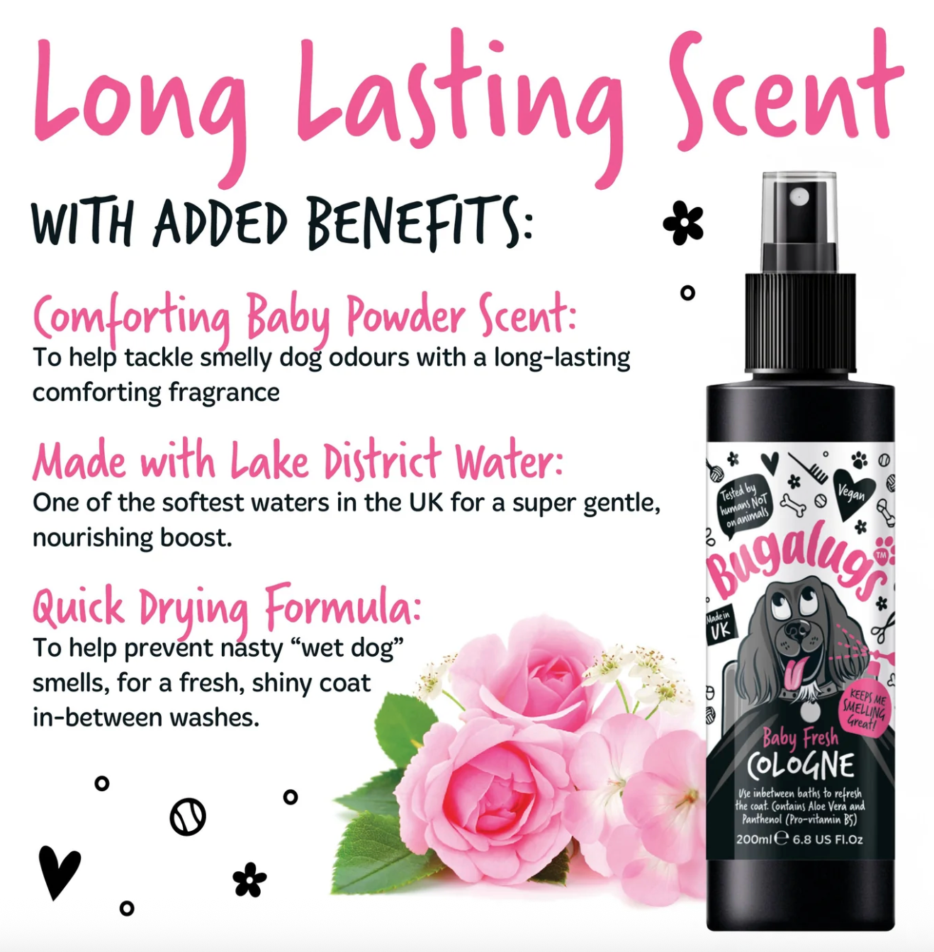 Bugalugs Baby Fresh Dog Cologne enriched with Aloe Vera and Pro-Vitamin B5