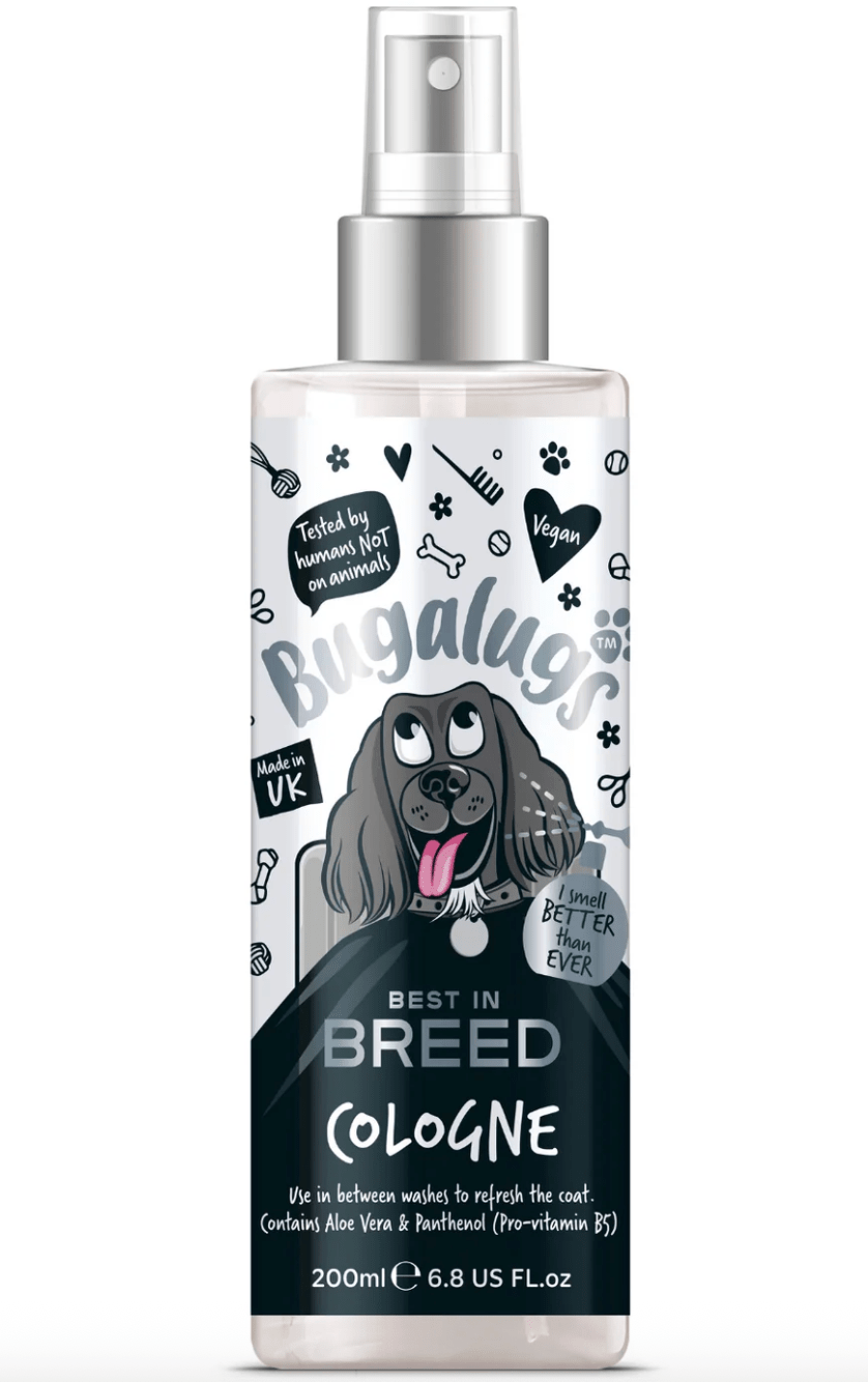 Bugalugs Best in Breed luxury dog cologne 200ml deodorising spray bottle