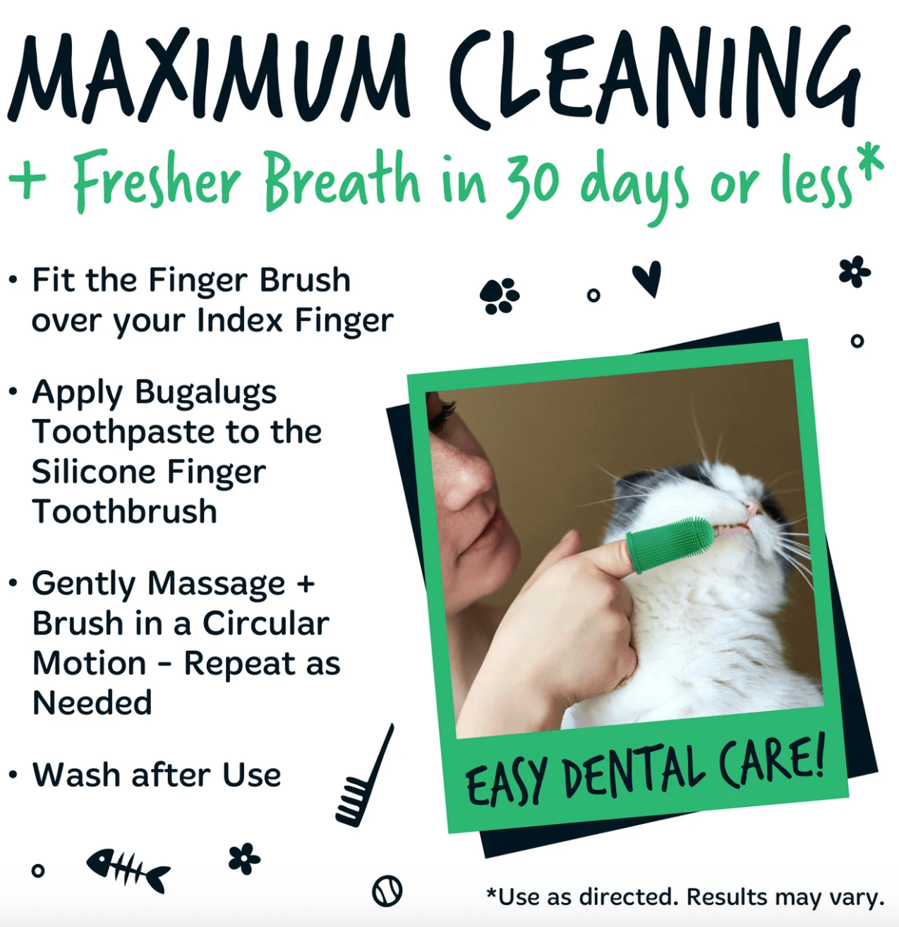 Brushing cat teeth with Bugalugs silicone finger dental brush