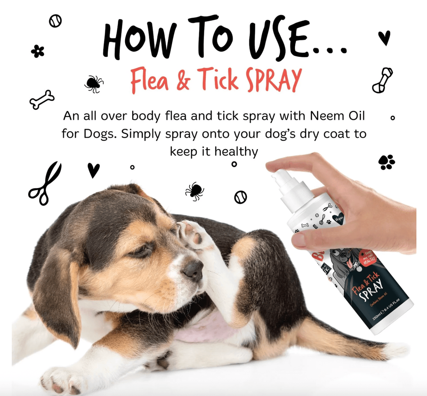 How to use Bugalugs flea and tick spray on dogs dry coat