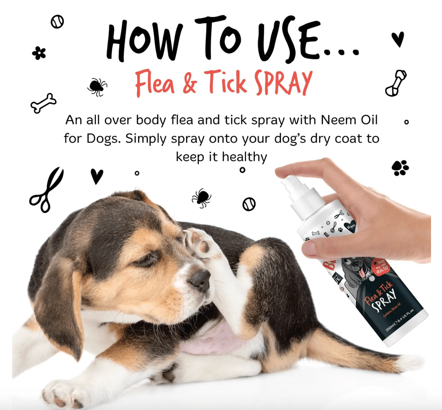 How to use Bugalugs flea and tick spray on dogs dry coat