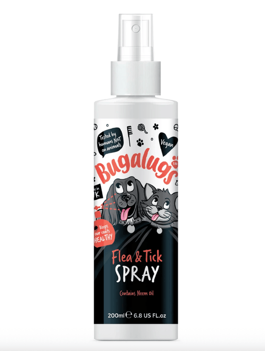 Bugalugs flea and tick spray with neem oil for dogs and cats 200ml bottle
