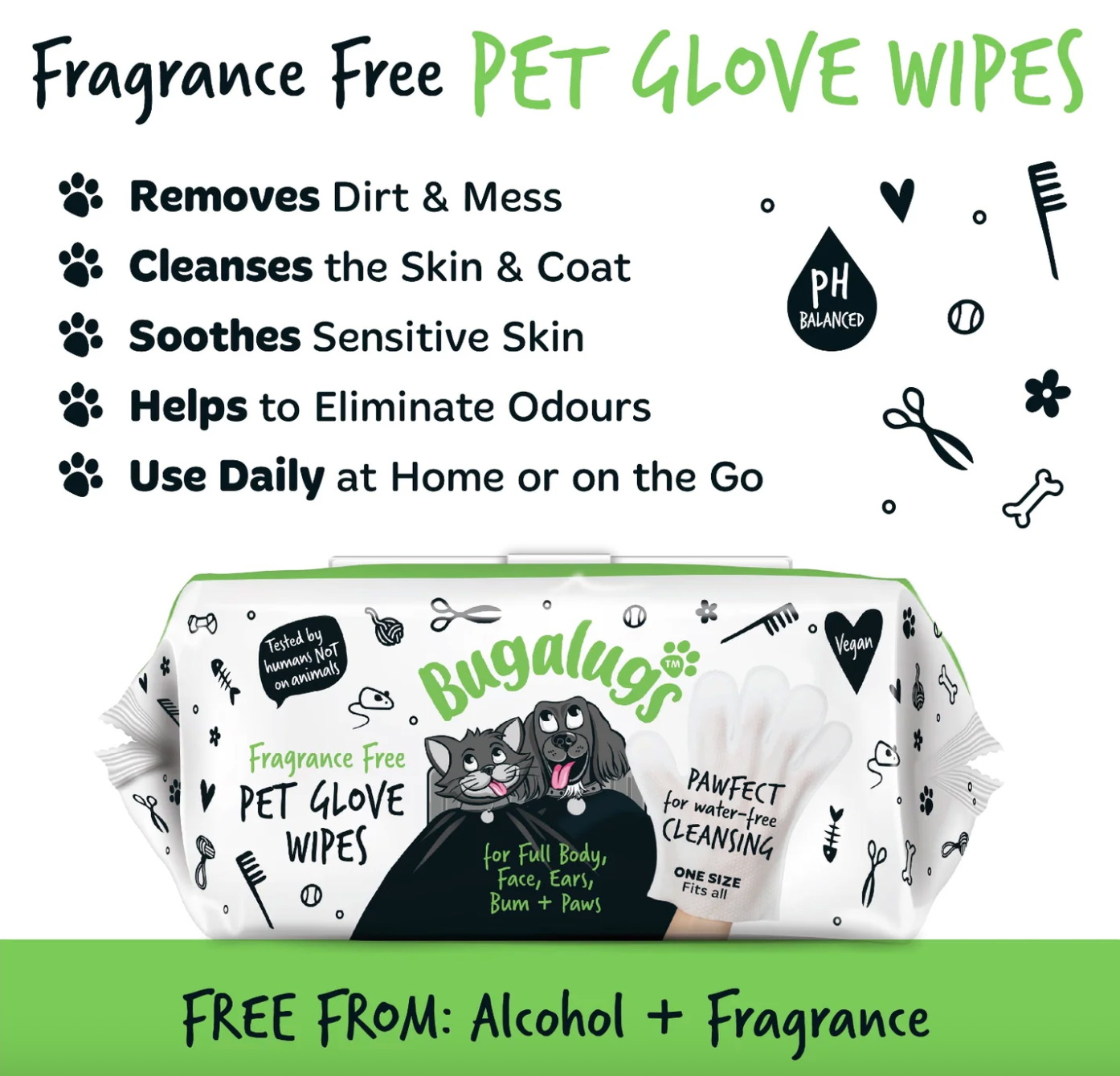 Benefits of Bugalugs fragrance free pet glove wipes