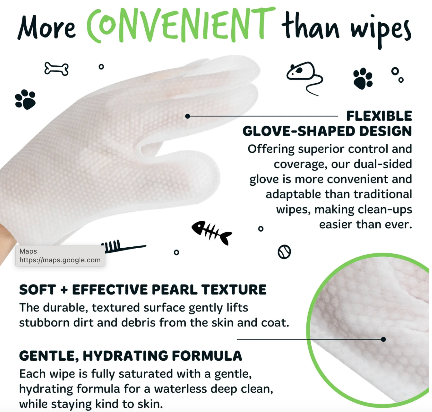 Bugalugs pet glove wipes glove shaped design