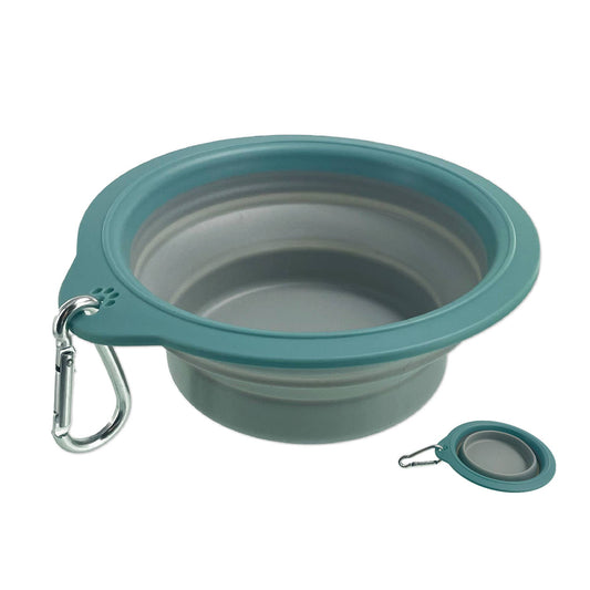 Ancol Collapsible Travel Bowl shown folded flat, lightweight portable dog bowl for food or water.