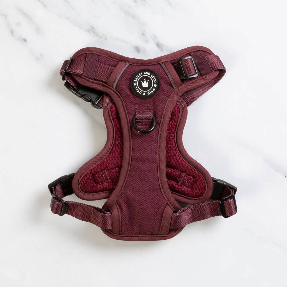 Trail & Glow® Dog Harness - Mulberry Tweed.