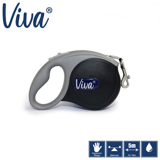 Viva Retracting Tape Dog Leads in black  retractable 5m leads.