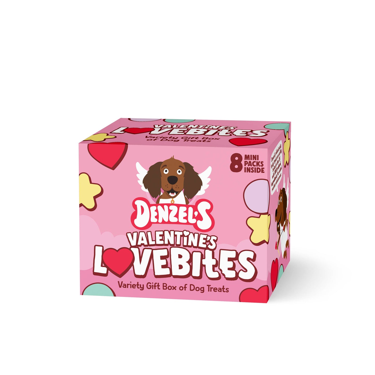 Denzel’s Vegan Valentine’s Lovebites variety gift box of dog treats
