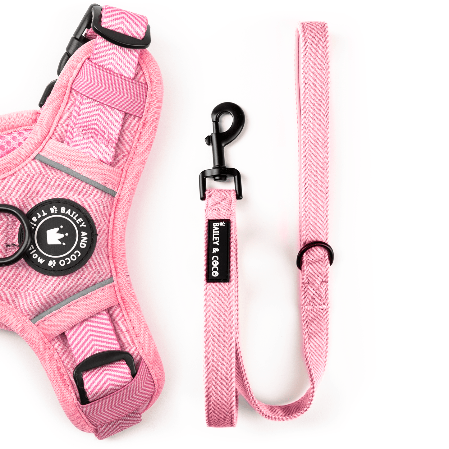 Bailey & Coco 5ft dog lead in Bubblegum Pink — padded neoprene handle and D-ring