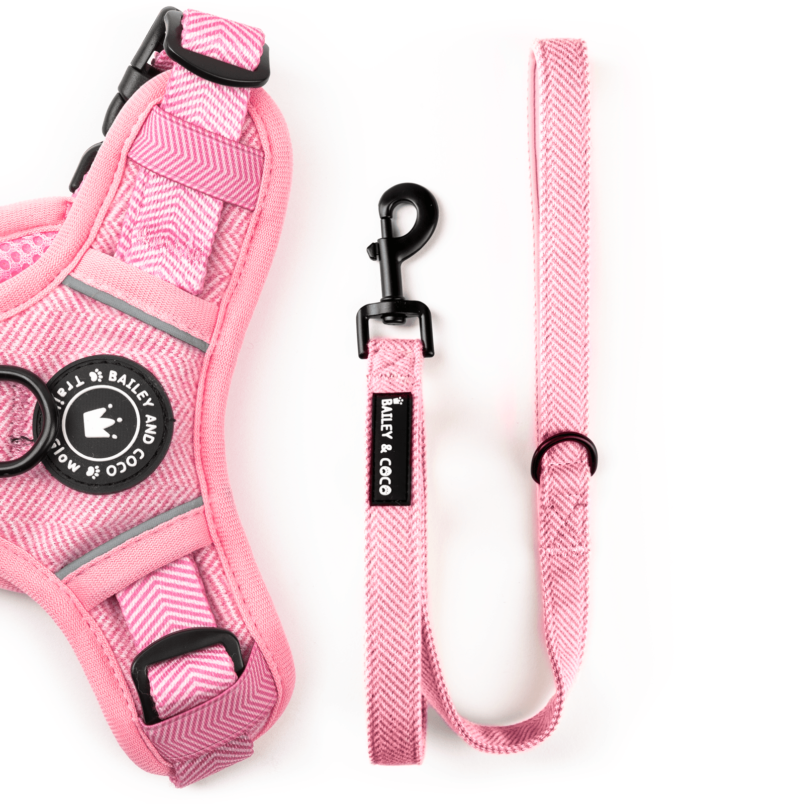 Bailey & Coco 5ft dog lead in Bubblegum Pink — padded neoprene handle and D-ring