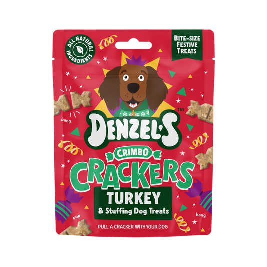 Denzel's Crimbo Crackers turkey and stuffing dog treats 90g