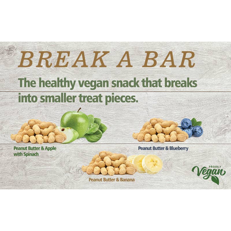 Blueberry & Sweet Potato Break A Bar — purple vegan dog treat bar, plant-based and hypoallergenic