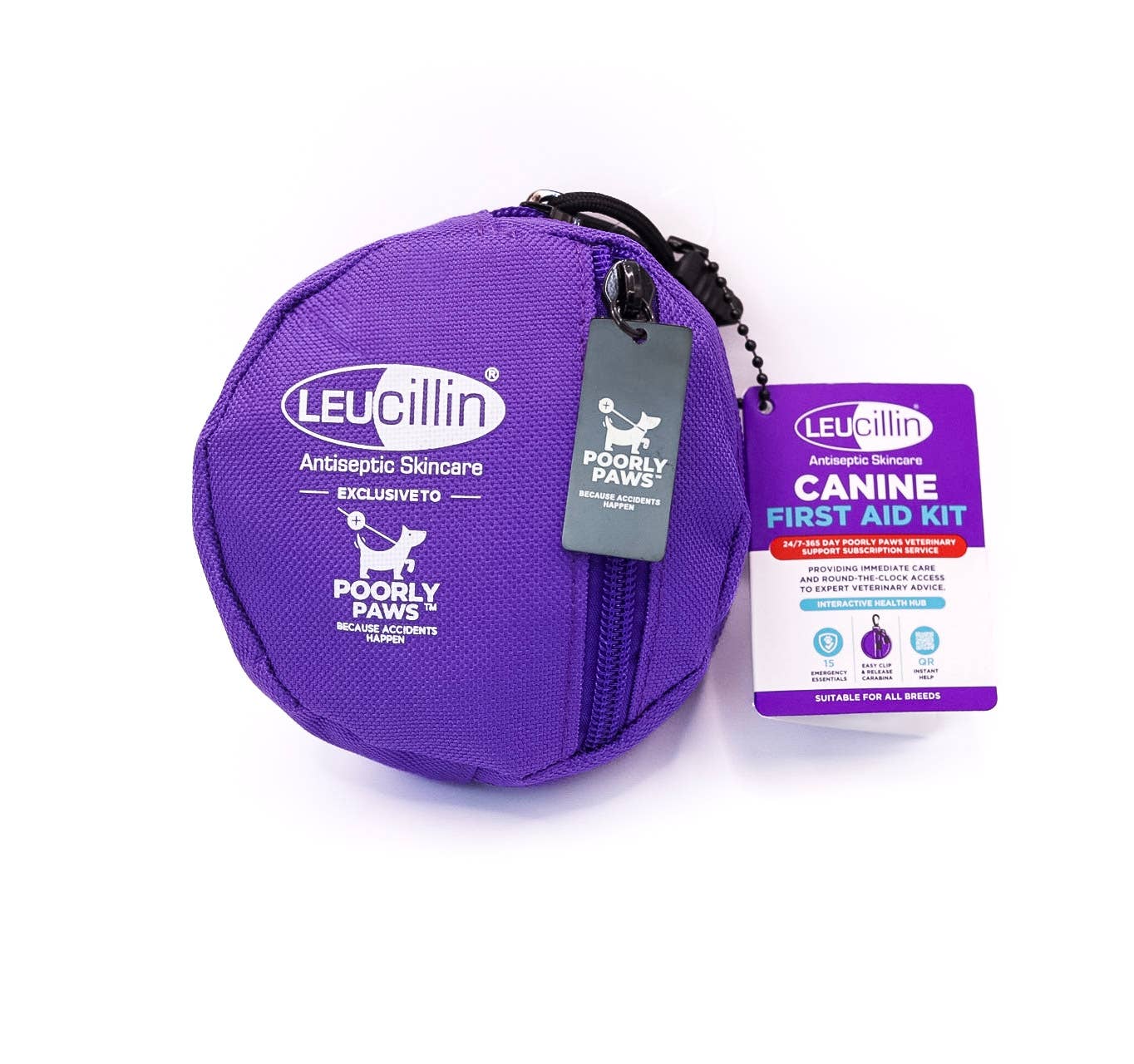 Leucillin First Aid Kit — pet first aid kit with 30ml Leucillin antiseptic spray, tick remover, dressings, bandages and emergency essentials
