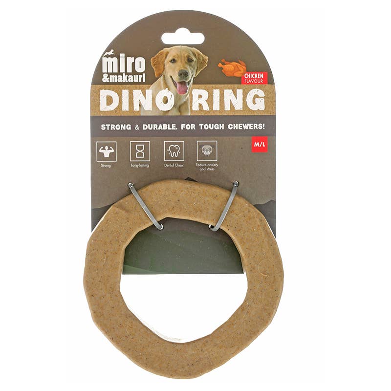 Tough Chewer. Dino Ring Toy. Chicken Flavour.