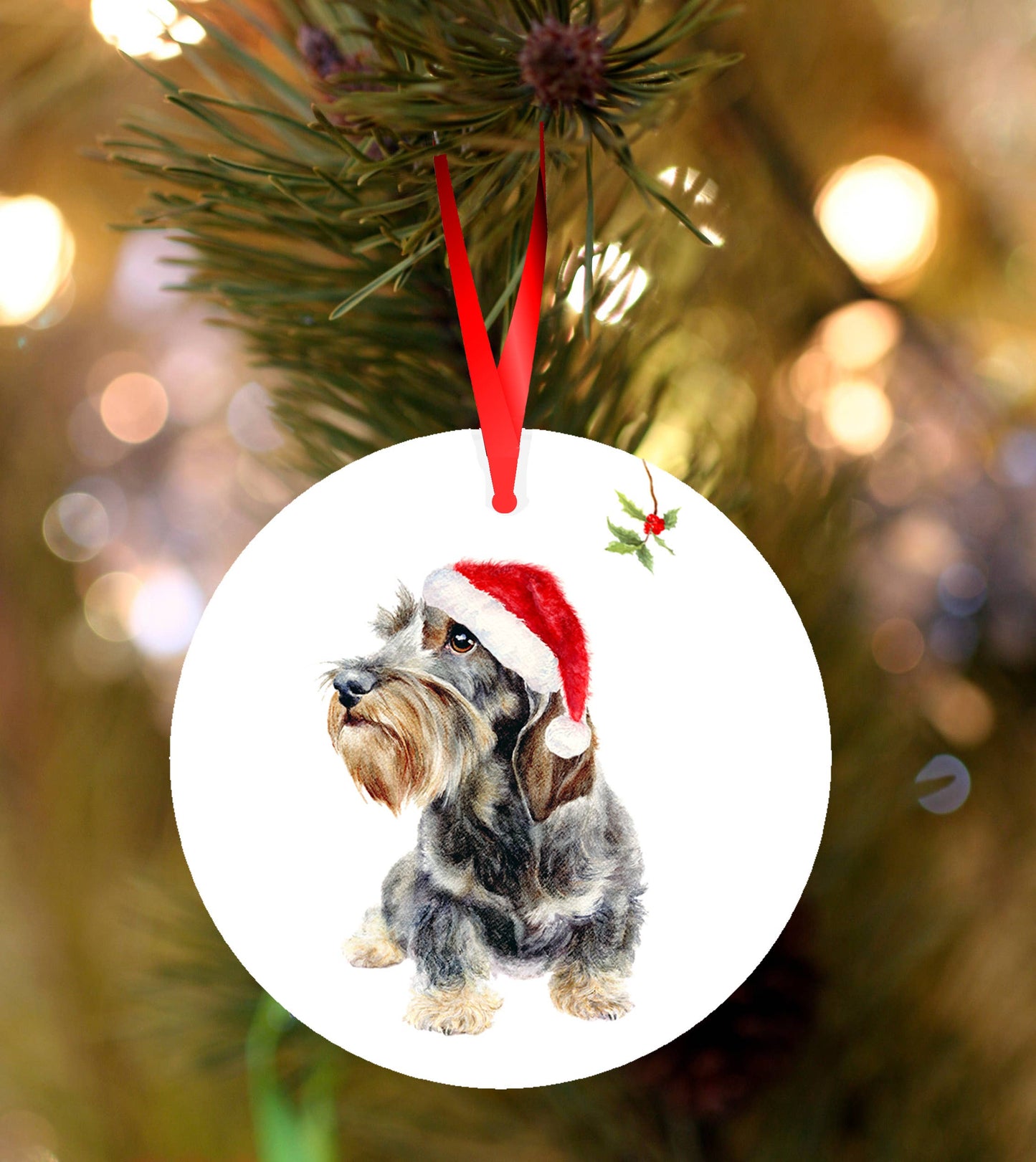 Dachshund Christmas decoration, Benson design, ceramic hanging bauble