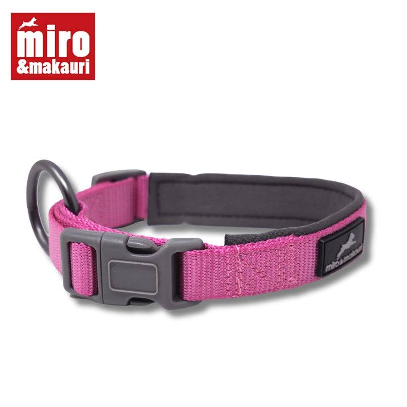 Miro & Makauri padded collar flatlay showing all 7 available colours on neoprene lining
