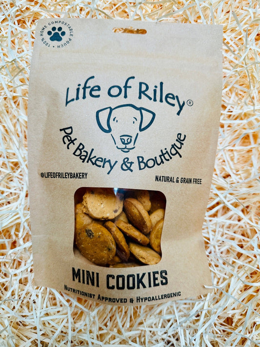 Life of Riley Mini Cookies for dogs — grain-free carob chip cookies