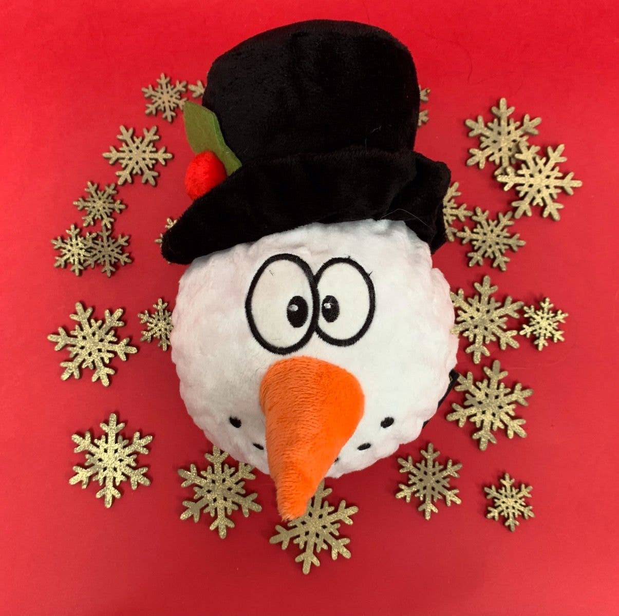 Simon the Snowman Holi-Yay Christmas Dog Ball – Textured Squeaky Plush Toy for Fetch & Festive Fun