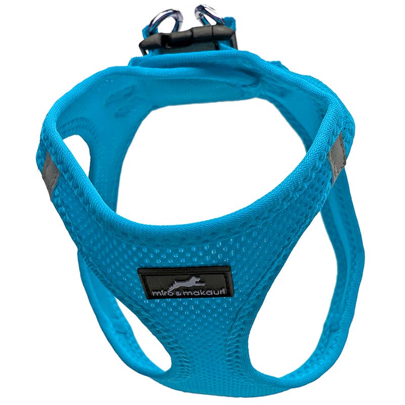 Miro & Makauri Step-In Mesh Harness in Aqua Blue – breathable and easy-fit design.