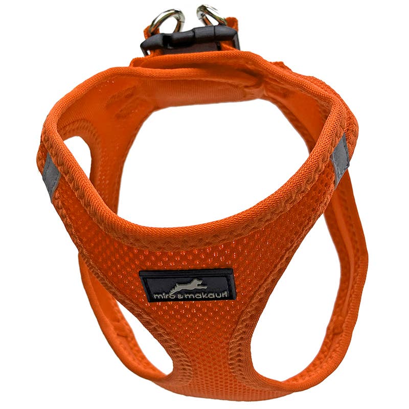 Miro & Makauri Step-In Mesh Harness in Bright Orange – reflective and lightweight.