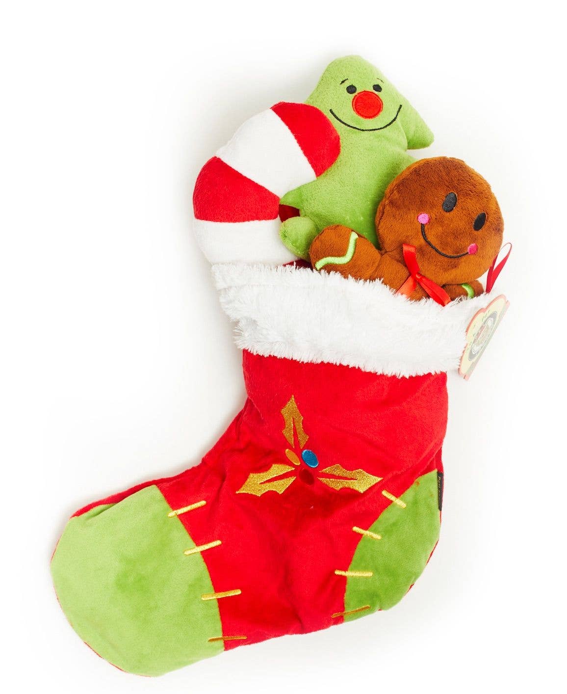 PetLondon Christmas stocking filled with festive dog toys under a Christmas tree
