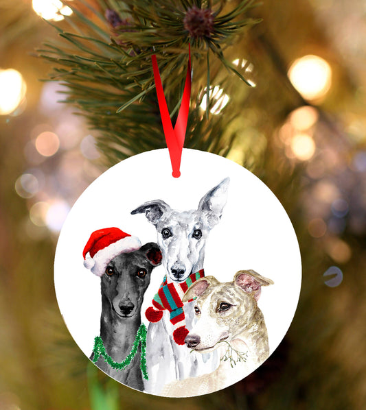 Ceramic Decoration, Whippet / Greyhound, 3 wise Whippets