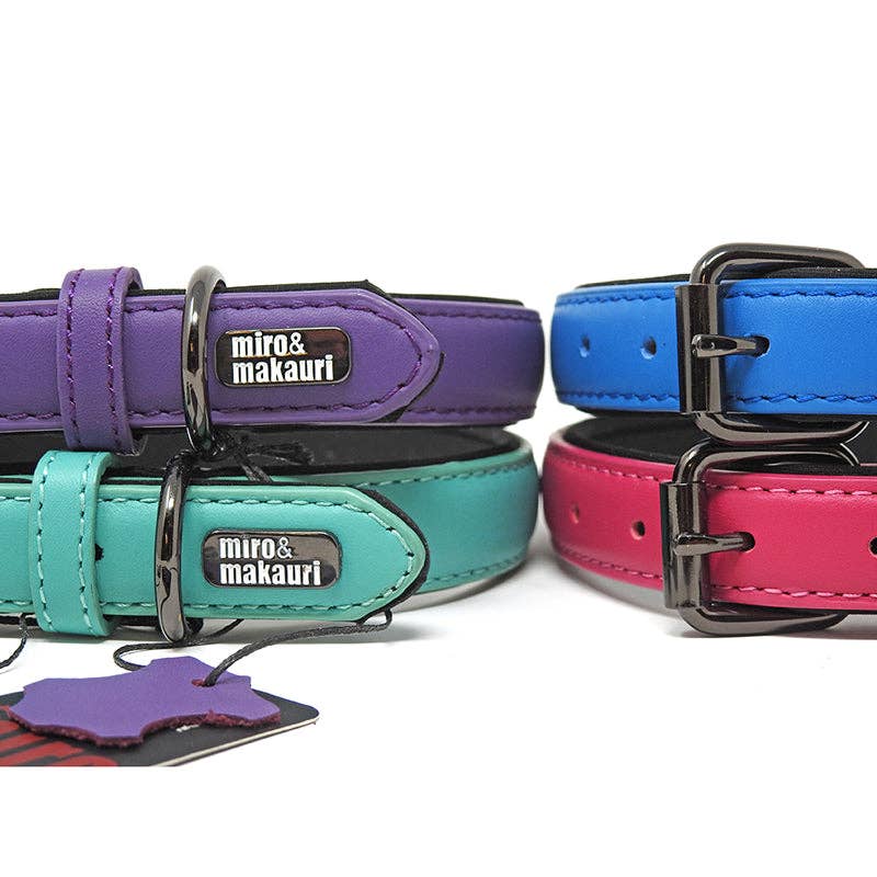 Miro & Makauri 'Milford' Leather Dog Collars -  Pink, Purple